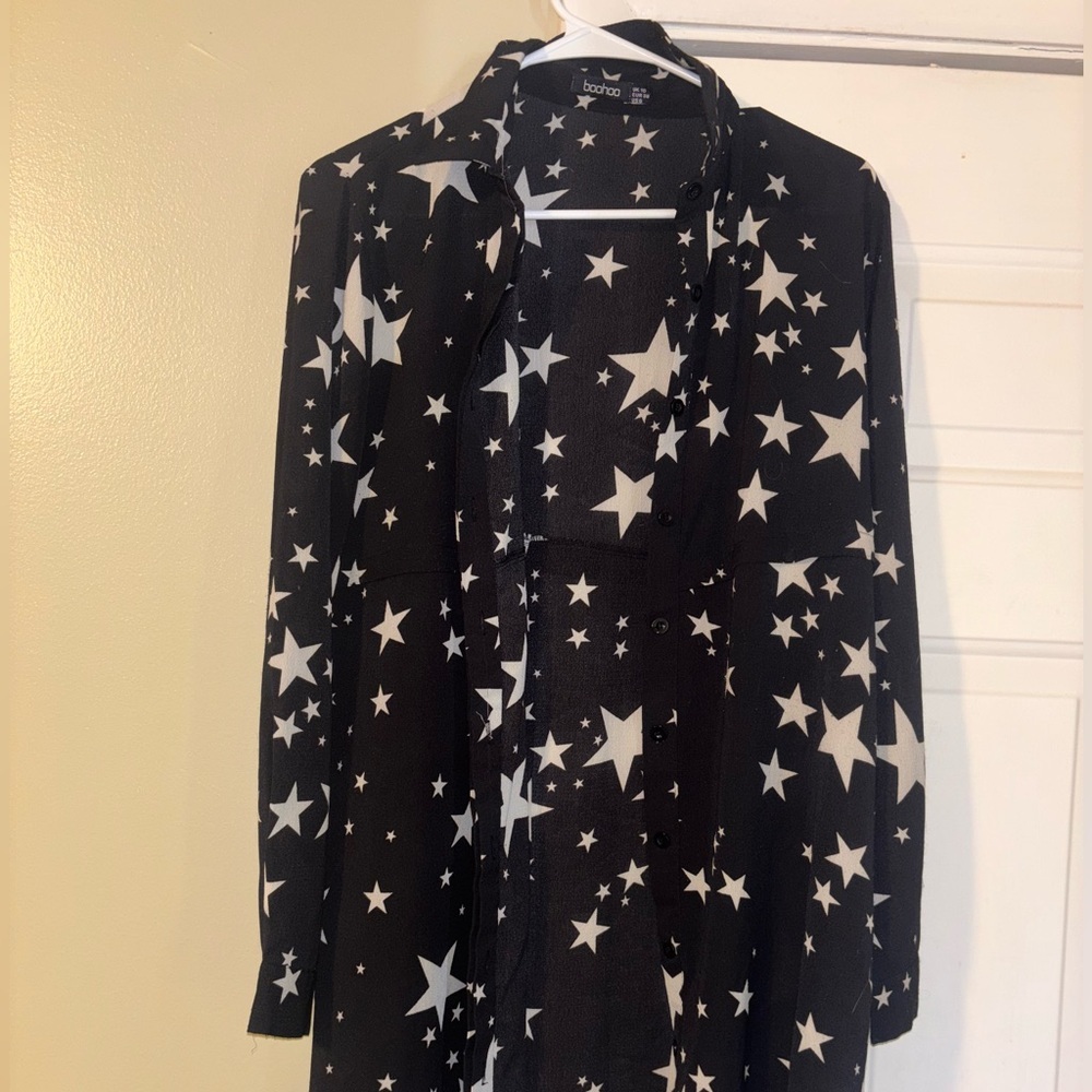 Boohoo Charcoal Cardigan with White Star Design